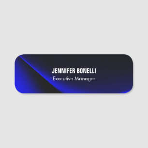Professional minimalist modern blue add your name tag