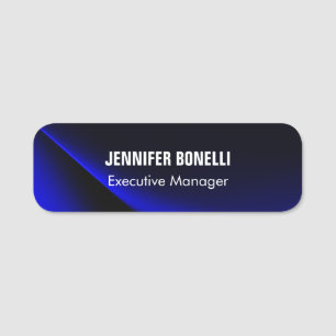 Professional minimalist modern blue add your name tag