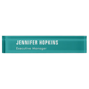 Professional minimalist modern blue green nameplate