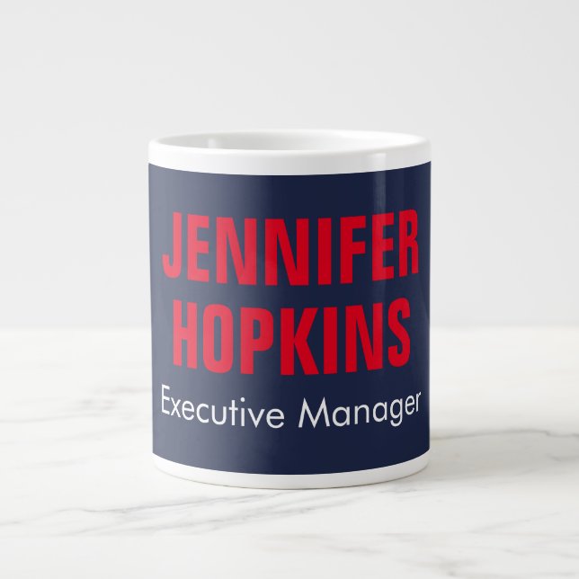 Professional minimalist modern blue red large coffee mug (Front)