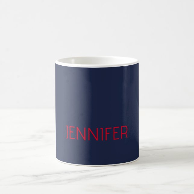 Professional minimalist modern blue red name coffee mug (Center)