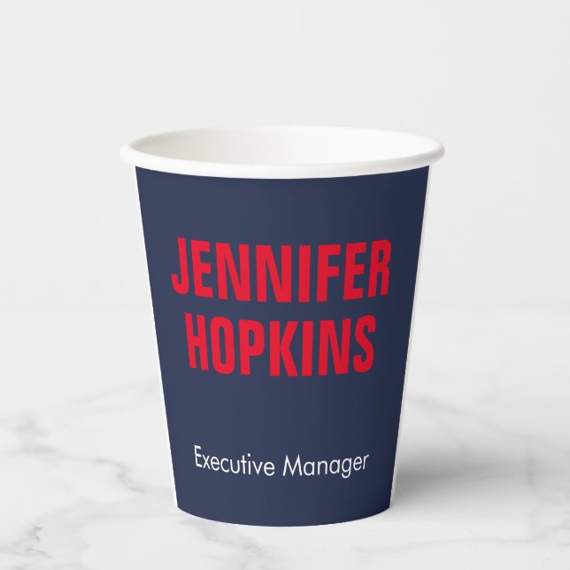 Professional minimalist modern blue red paper cups (Front)