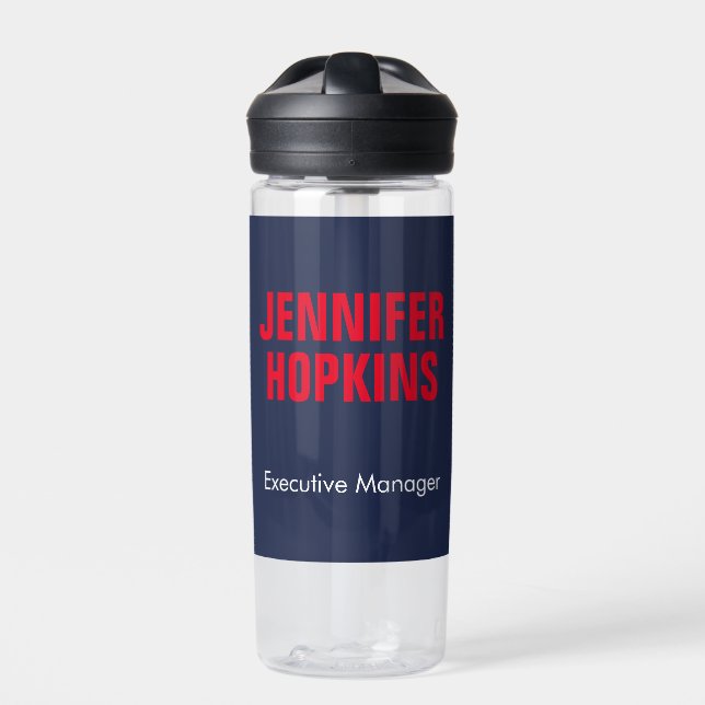 Professional minimalist modern blue red water bottle (Front)