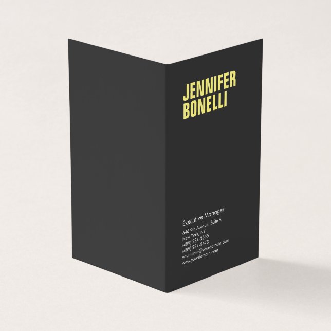 Professional minimalist modern bold black yellow business card (Outside)