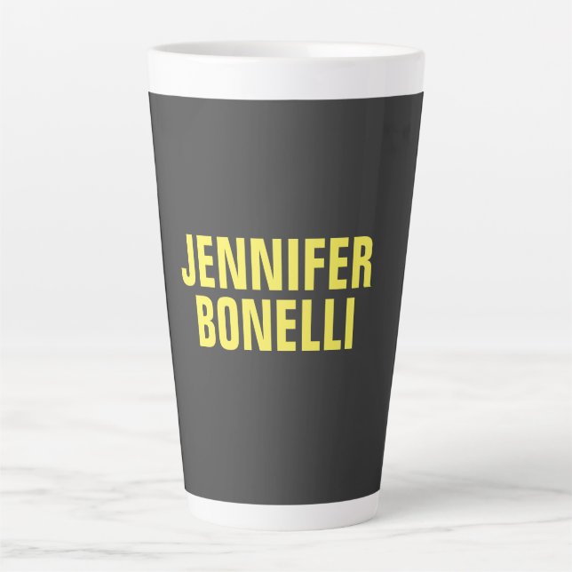 Professional minimalist modern bold black yellow latte mug (Front)