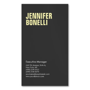 Professional minimalist modern bold black yellow 	Magnetic business card