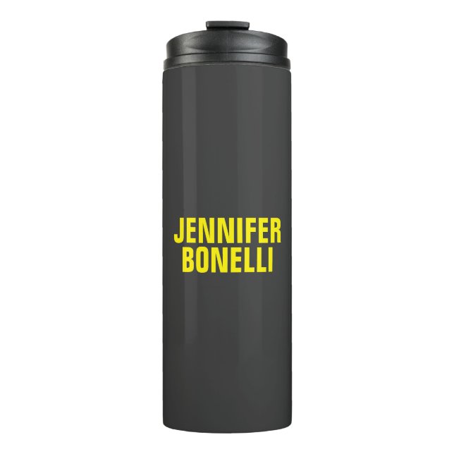 Professional minimalist modern bold black yellow thermal tumbler (Front)