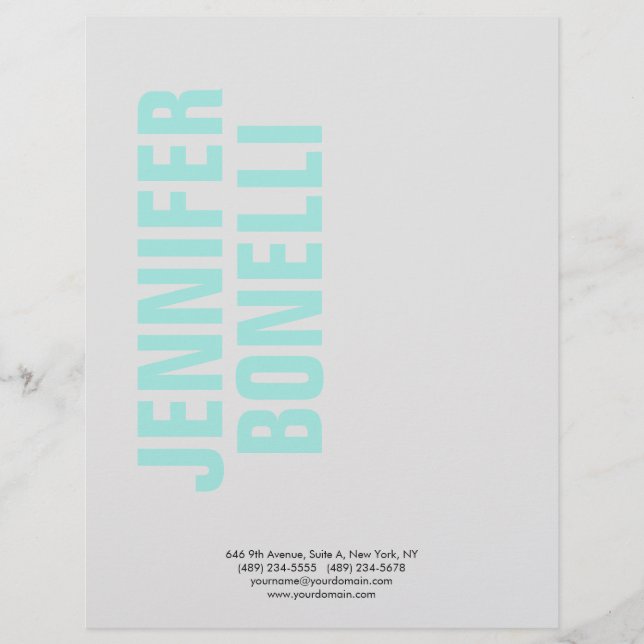 Professional minimalist modern bold blue name letterhead (Front)