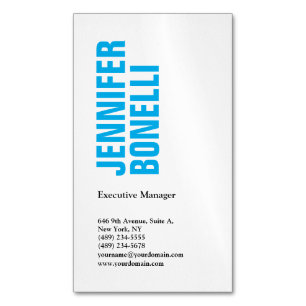 Professional minimalist modern bold blue white Magnetic business card