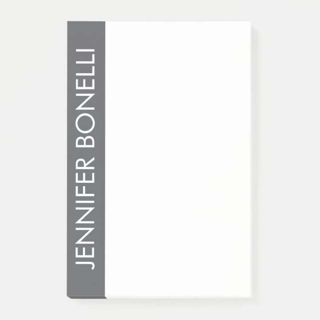 Professional minimalist modern bold name grey  post-it notes (Front)