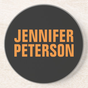 Professional minimalist modern bold orange black coaster