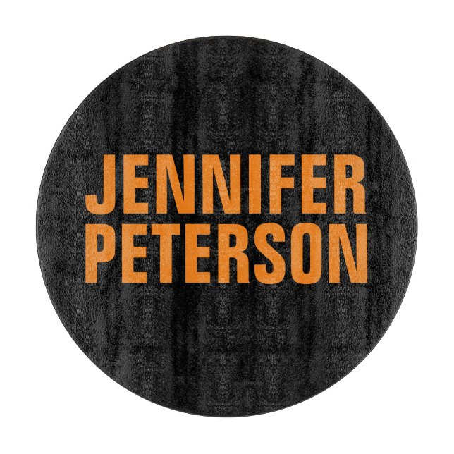 Professional minimalist modern bold orange black cutting board (Front)