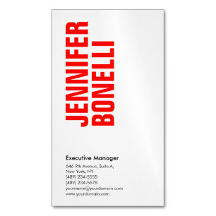 Professional minimalist modern bold red white 	Magnetic business card