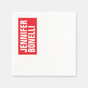 Professional minimalist modern bold red white napkin