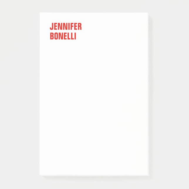 Professional minimalist modern bold red white post-it notes (Front)