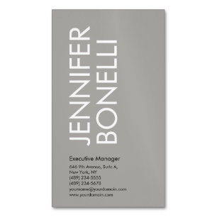 Professional minimalist modern bold text grey  	Magnetic business card