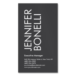 Professional minimalist modern bold text grey  	Magnetic business card