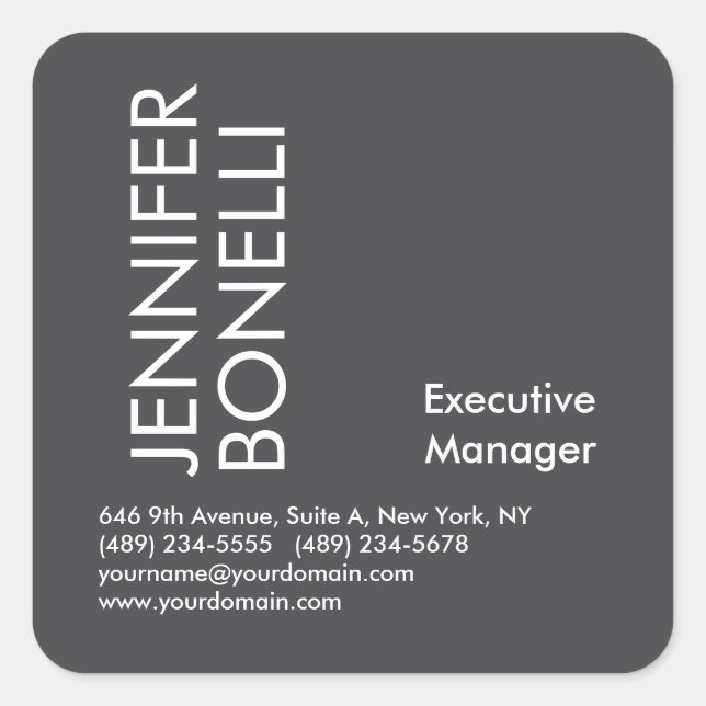 Professional minimalist modern bold text grey  square sticker (Front)