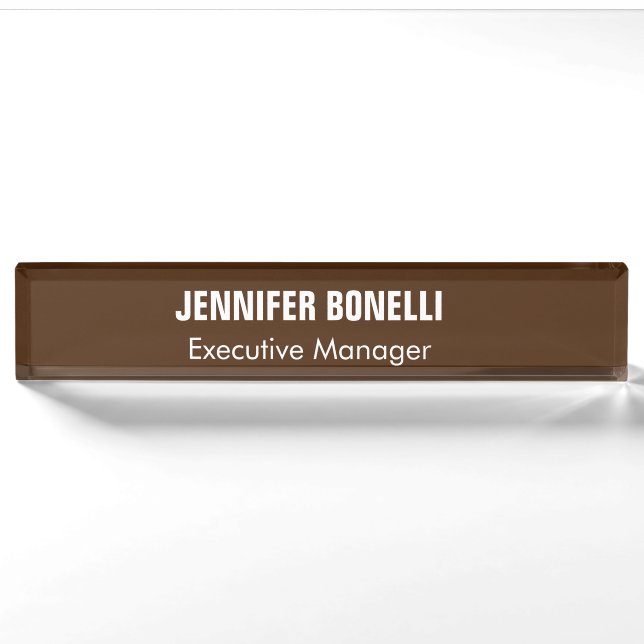 Professional minimalist modern brown coloured nameplate (Front)