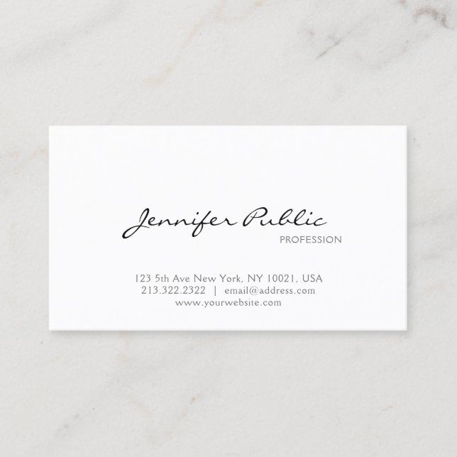 Professional Minimalist Modern Chic Smart Plain Business Card (Front)