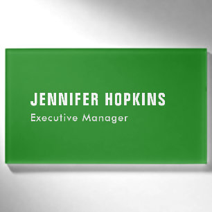 Professional minimalist modern forest green name tag