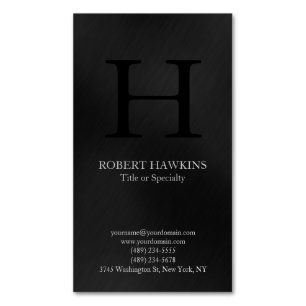 Professional minimalist modern grey monogram 	Magnetic business card
