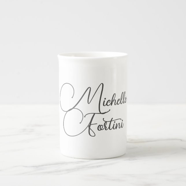 Professional minimalist modern handwriting name bone china mug (Front)