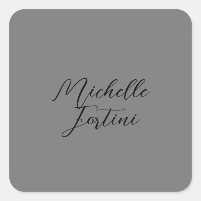 Professional minimalist modern handwriting name square sticker (Front)