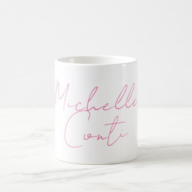 Professional minimalist modern pink white add name coffee mug (Center)