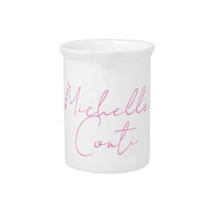 Professional minimalist modern pink white add name pitcher