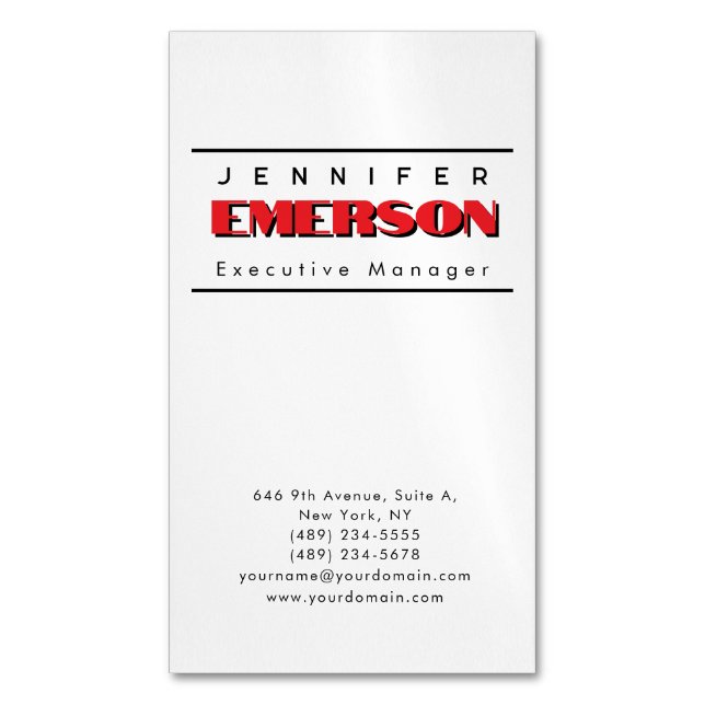 Professional minimalist modern plain  	Magnetic business card (Front Vertical)