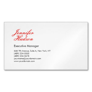 Professional minimalist modern red calligraphy Magnetic business card
