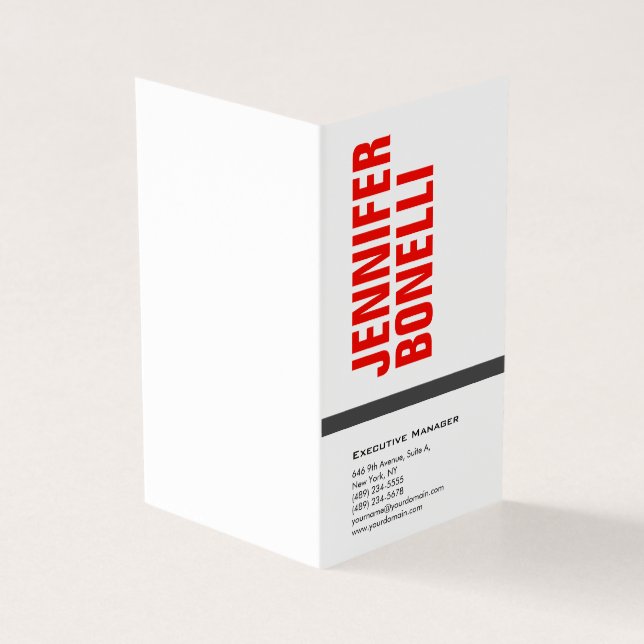 Professional minimalist modern red white  business card (Outside)