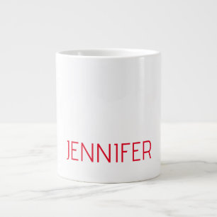 Professional minimalist modern white red name large coffee mug