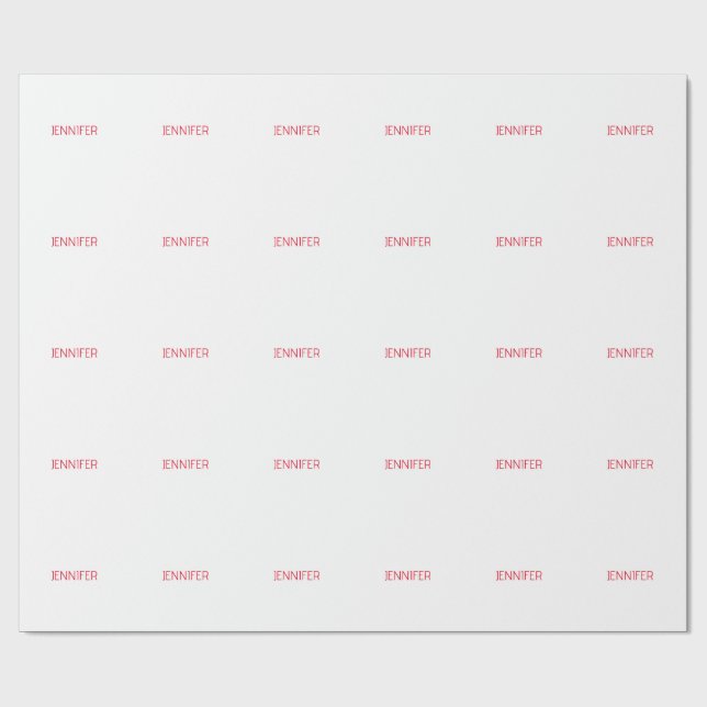 Professional minimalist modern white red name wrapping paper (Flat)