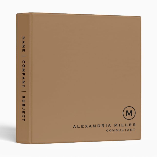 Professional Minimalist Monogram Binder (Front/Spine)