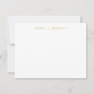 Professional Minimalist Name White Flat Note Card