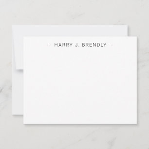 Professional Minimalist Name White Flat Note Card