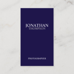 Professional Minimalist Navy Blue and White Business Card