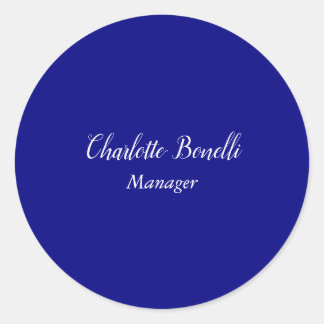 Professional Minimalist Navy Blue Classic Round Sticker
