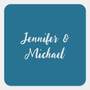 Professional minimalist ocean blue calligraphy square sticker