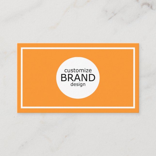 Professional Minimalist Orange White Frame Business Card (Front)