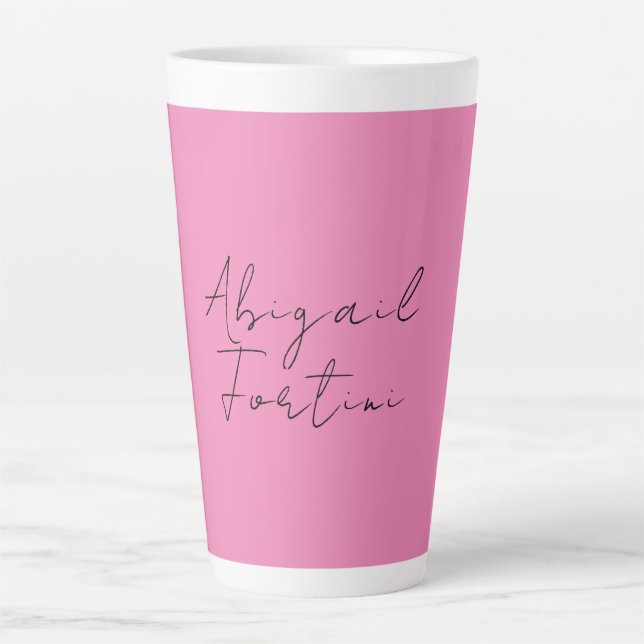 Professional minimalist pink modern your name latte mug (Front)