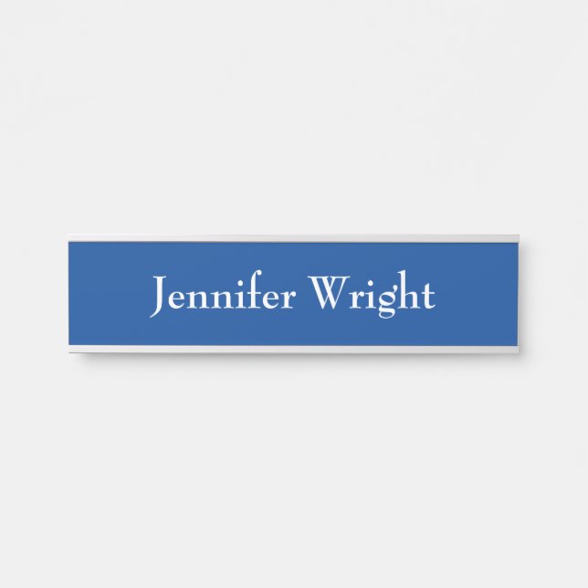 Professional minimalist plain blue classical door sign (Front)