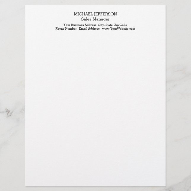 Professional Minimalist Plain Classical Letterhead (Front)
