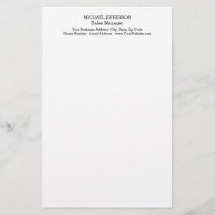 Professional Minimalist Plain Classical Stationery