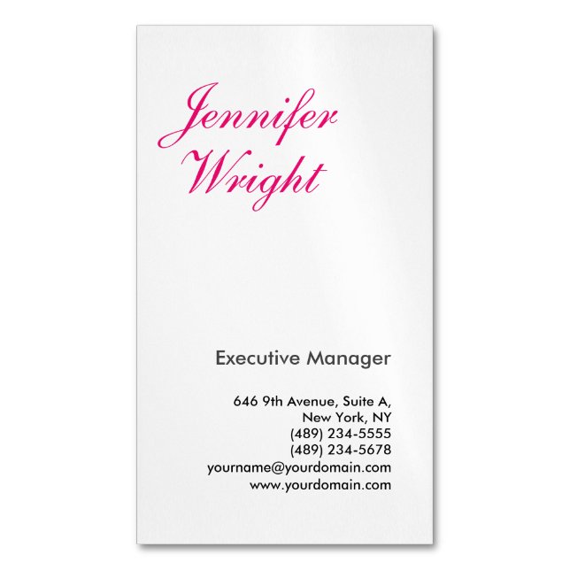 Professional minimalist plain elegant modern 	Magnetic business card (Front Vertical)