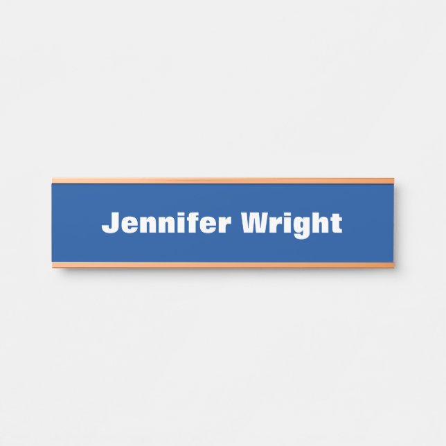 Professional minimalist plain modern bold blue door sign (Front)