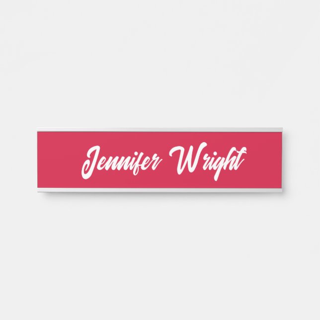 Professional minimalist plain modern cherry red door sign (Front)