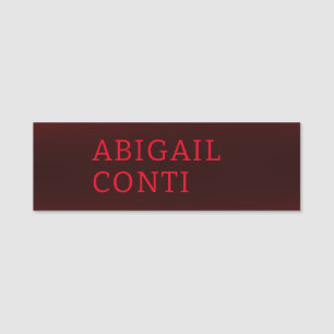 Professional minimalist red brown modern name tag